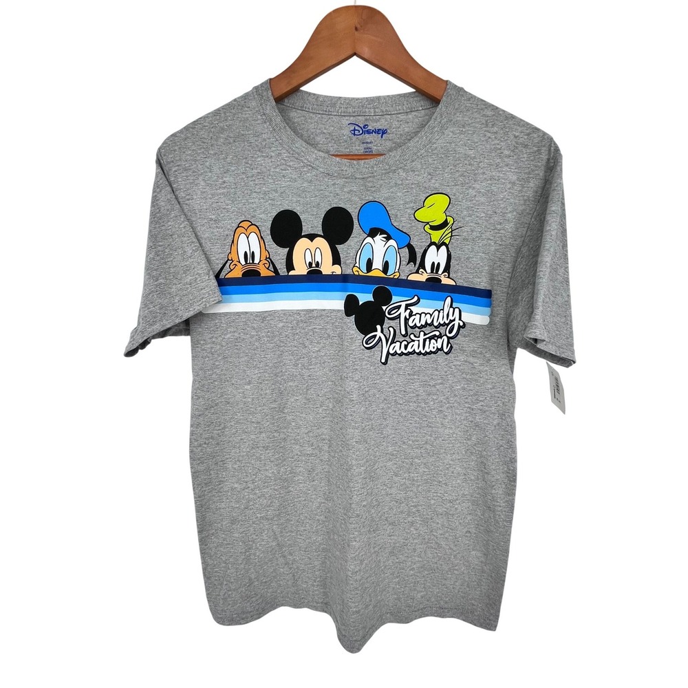 Disney Family Vacation T-Shirt Mens Small Gray Mickey Donald Goofy Pluto NEW
